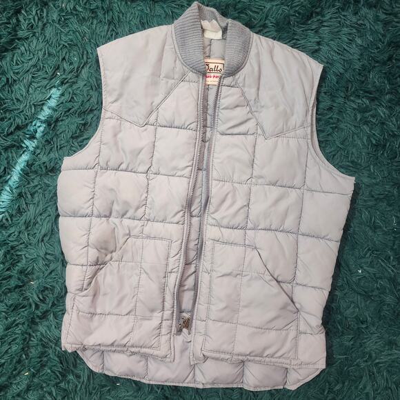 Vintage Walls Blizzard-Pruf Gray Quilted Puffer Vest Workwear 22x26 Outdoor - Picture 1 of 6